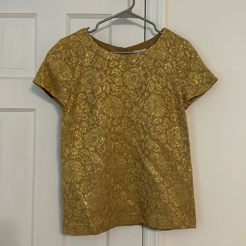 J crew gold floral top size 2